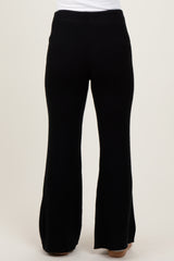 Black Ribbed Knit Maternity Flare Pants