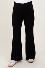 Black Ribbed Knit Maternity Flare Pants