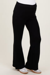 Black Ribbed Knit Maternity Flare Pants