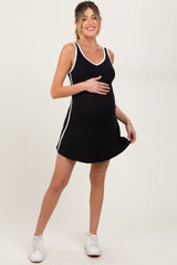 Black Contrast Trim Maternity Romper Dress