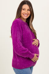 Magenta Chenille Knit Maternity Sweater