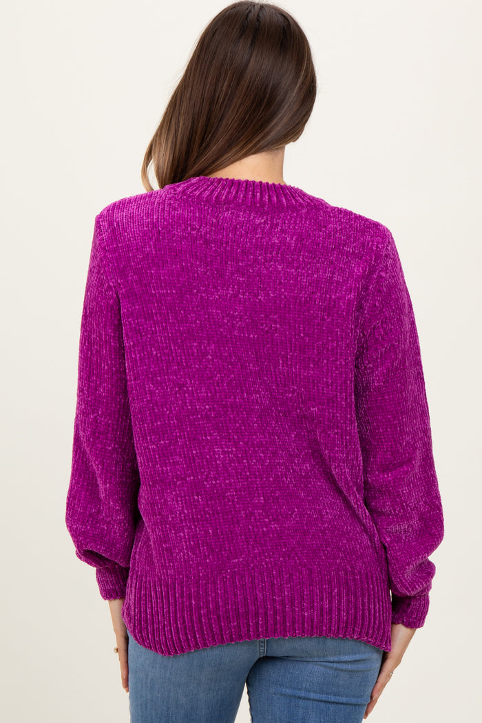 Magenta Chenille Knit Maternity Sweater