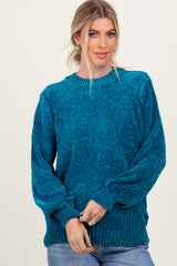 Teal Chenille Knit Sweater