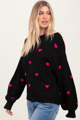 Black Heart Print Oversized Sweater