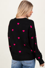 Black Heart Print Oversized Sweater