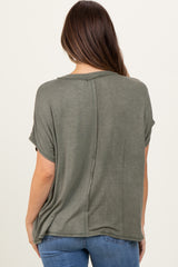 Light Olive Flutter Sleeve Maternity Top