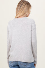 Heather Grey Long Sleeve Raised Seam Sweater