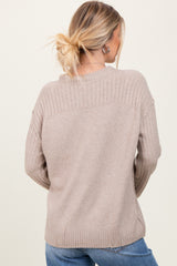 Beige Long Sleeve Raised Seam Sweater