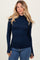 Navy Basic Thumbhole Mock Neck Maternity Top