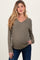 Olive Ribbed Knit V-Neck Maternity Long Sleeve Top