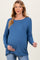 Blue Drop Shoulder Maternity Long Sleeve Top