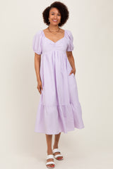 Lavender Sweetheart Stripe Smocked Back Midi Dress