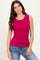 Magenta Ribbed Contrast Embroidered Sleeveless Top