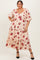 Cream Floral Puff Sleeve Plus Tiered Maxi Dress