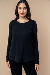 Black Ribbed Knit Button Detail Long Sleeve Maternity Top