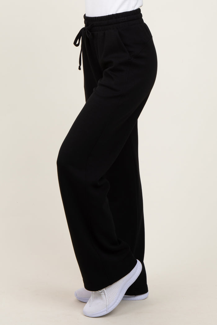 Black Straight Leg Drawstring Sweatpants
