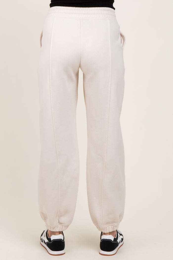 Cream Drawstring Relaxed Fit Maternity Sweatpants