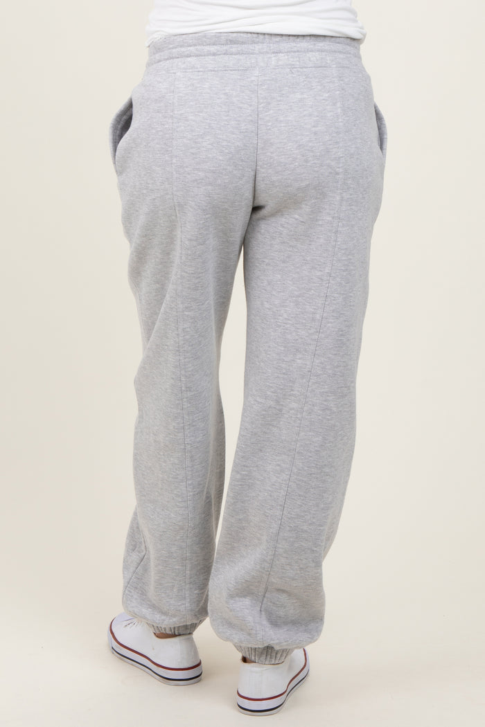 Heather Grey Drawstring Relaxed Fit Maternity Sweatpants