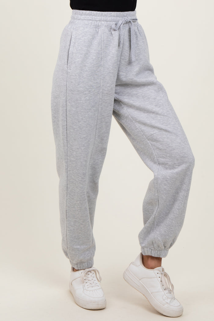 Heather Grey Drawstring Relaxed Fit Sweatpants