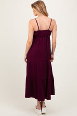 Plum Crochet Trim Tiered Maternity Maxi Dress