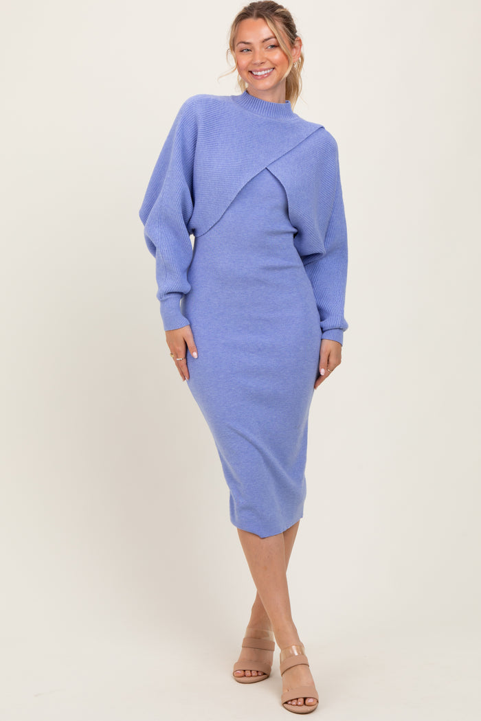 Periwinkle Bodycon Dress And Sweater Set