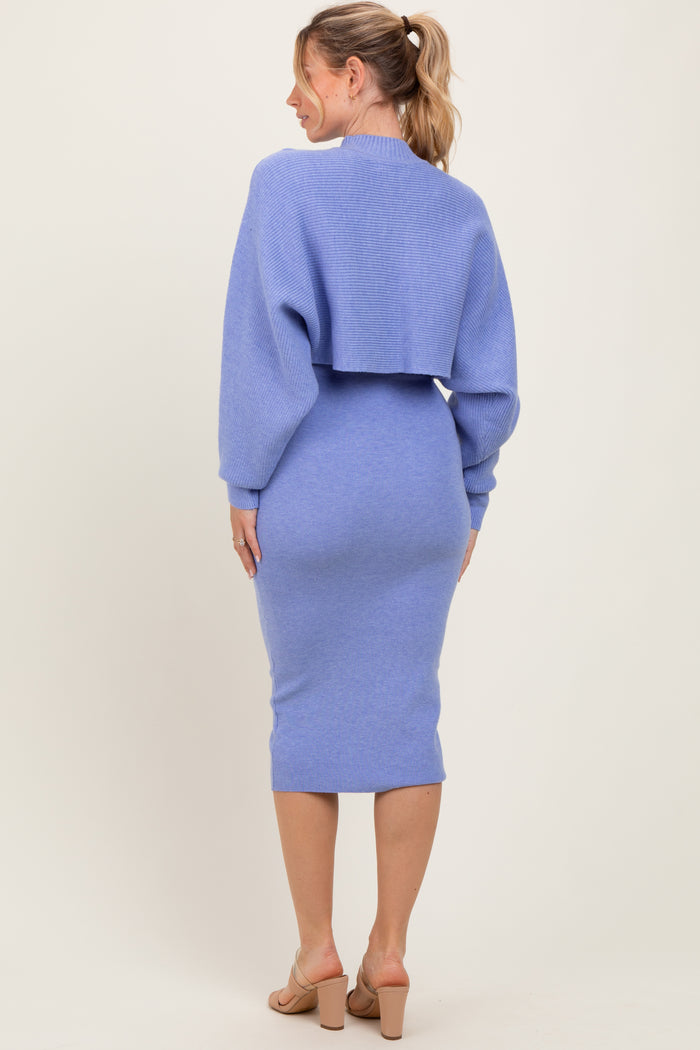 Periwinkle Bodycon Dress And Sweater Set