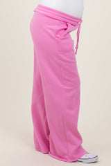 Pink Exposed Seam Wide Leg Maternity Sweatpants