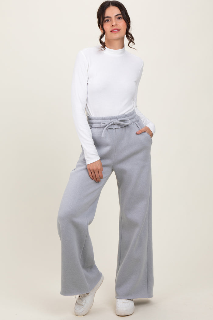 Heather Grey Exposed Seam Wide Leg Maternity Sweatpants