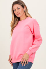 Pink Fleece Crew Neck Relaxed Fit Sweatshirt