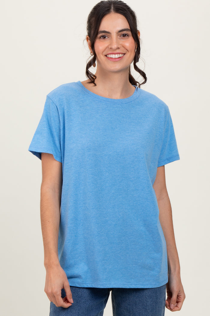 Blue Basic Maternity Tee