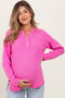 Pink Diamond Knit Button Detail Maternity Sweater