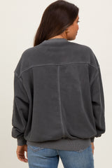 Charcoal Fleece Drop Shoulder Maternity Sweatshirt
