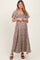 Blue Floral Smocked Flutter Sleeve Maternity Maxi Dress