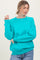 Turquoise Basic Fleece Crewneck Sweatshirt