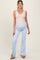 Light Blue Ribbed Split Flare Maternity Leggings