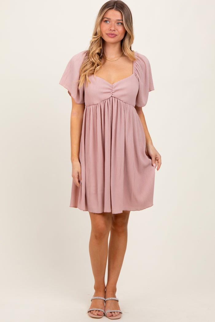 Light Pink Sweetheart Neckline Plisse Dress