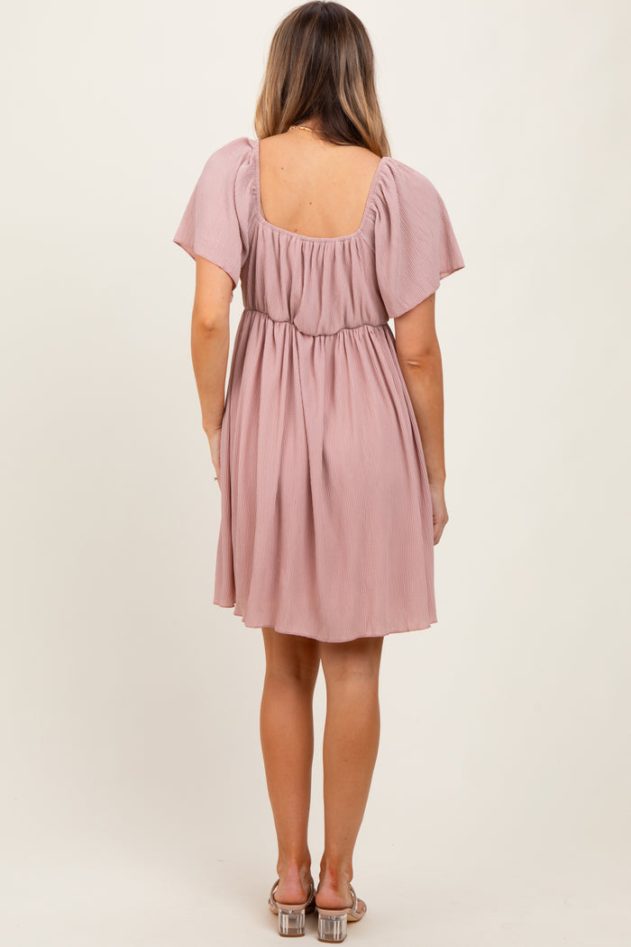 Light Pink Sweetheart Neckline Plisse Dress