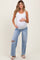 Light Blue Ripped Knee Uneven Raw Hem Wide Leg Maternity Jeans