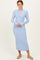 Light Blue Ribbed Knit Fitted Midi Sweater Dress