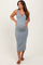 Light Blue Stripe Ribbed Sleeveless V Neck Maternity Maxi Dress