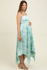 Sage Floral Woven Pleat Skirt Maternity Maxi Dress