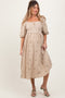 Taupe Floral Maternity Midi Dress