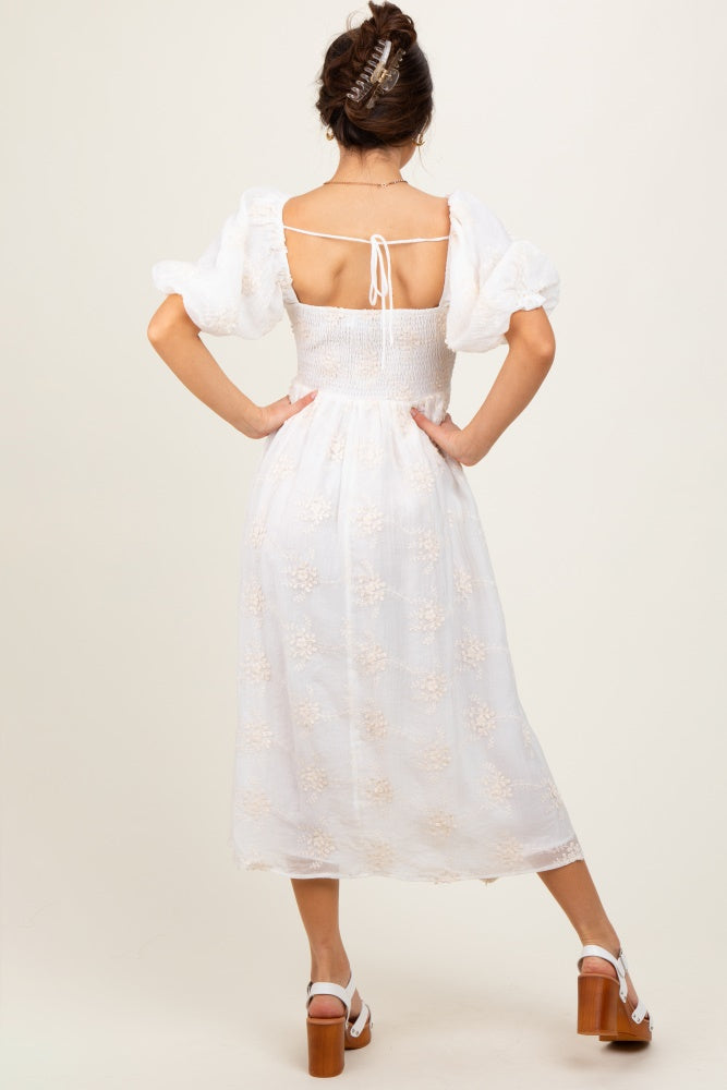 White Textured Midi Dress