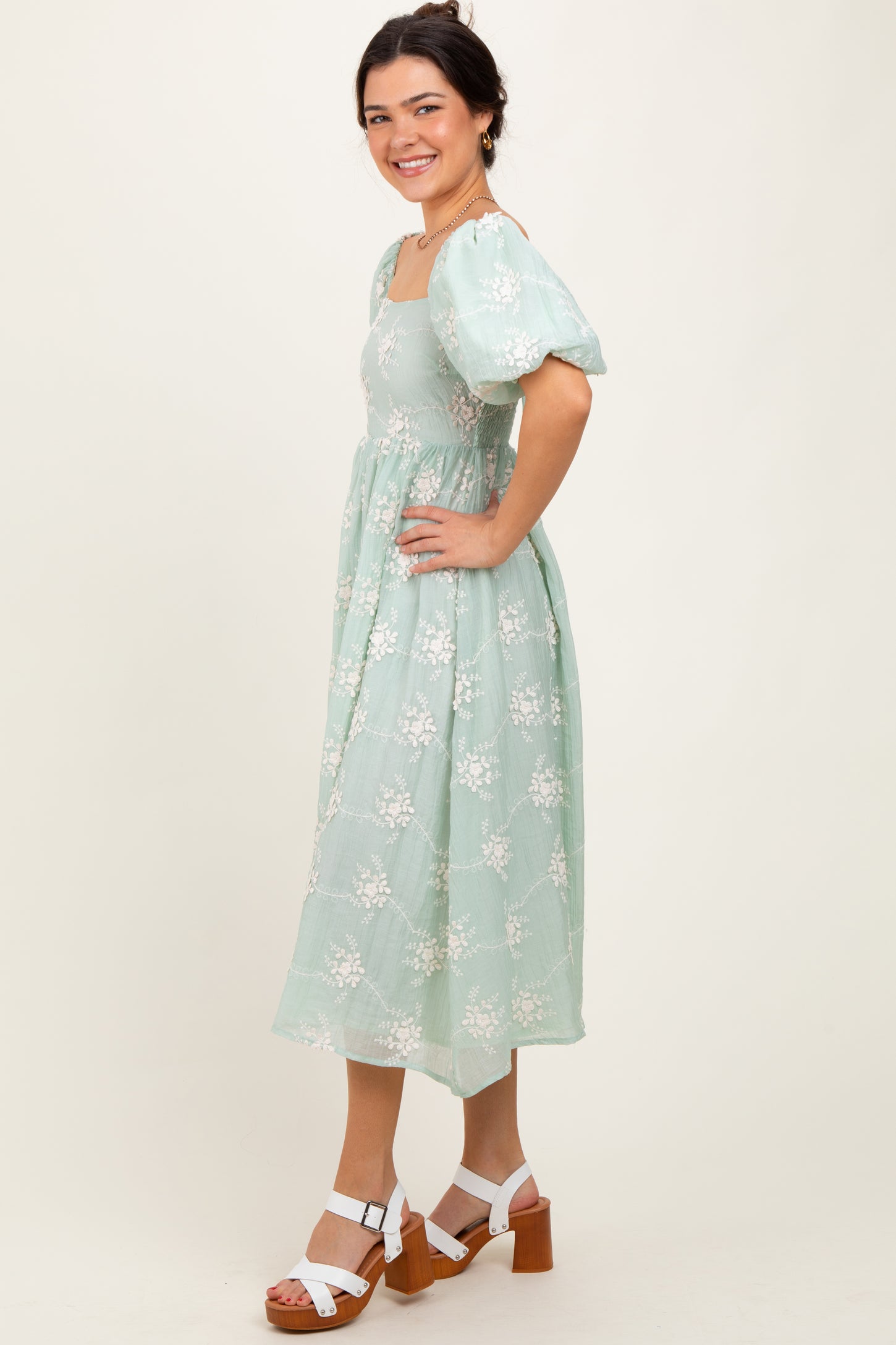 Mint Textured Midi Dress