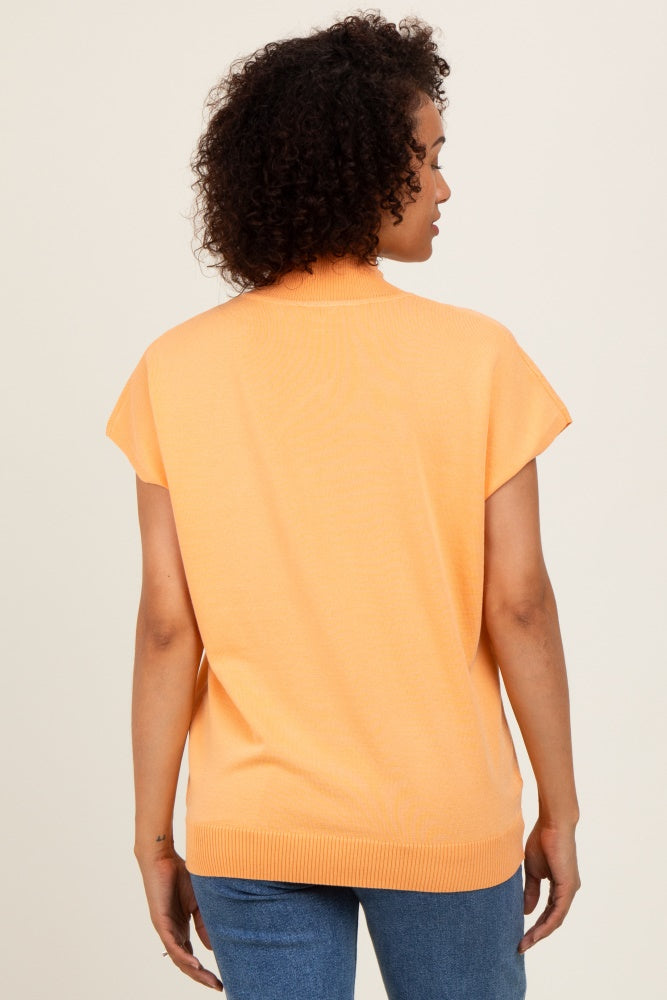 Orange Mock Neck Knit Top