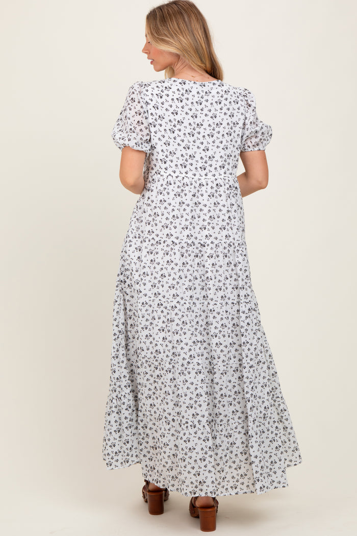 Ivory Tiered Floral Maxi Dress