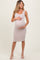 Beige Ribbed Fitted Sleeveless Maternity Dress