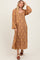 Camel Floral Long Sleeve Dress