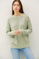 Light Olive Oversized Slub Knit Sweater