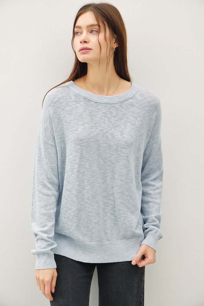 Light Blue Oversized Slub Knit Sweater